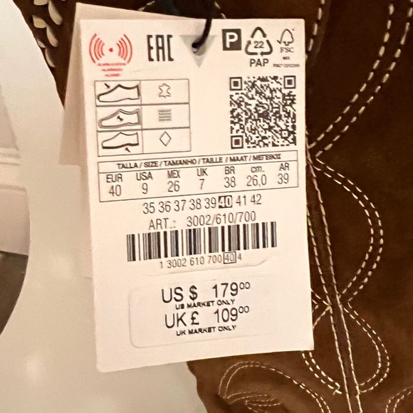 NWT Zara  suede  Embroidered Knee-High Boots - Picture 6 of 8